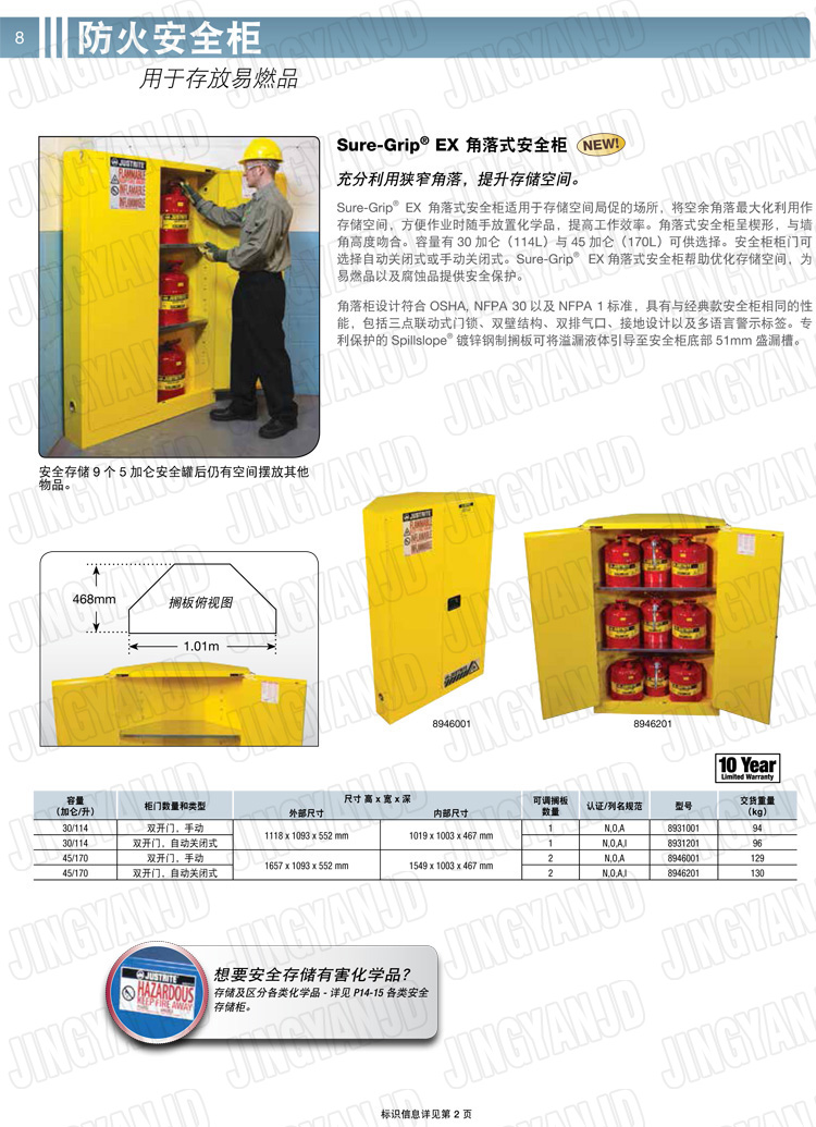 美國杰斯瑞特，防火安全柜，justrite防火柜，justrite安全柜，防爆柜justrite